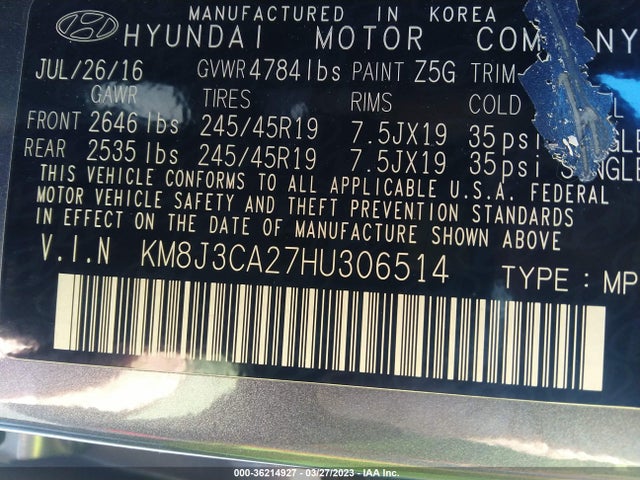 Hyundai Tucson Limited 2017 KM8J3CA27HU306514 Image 10