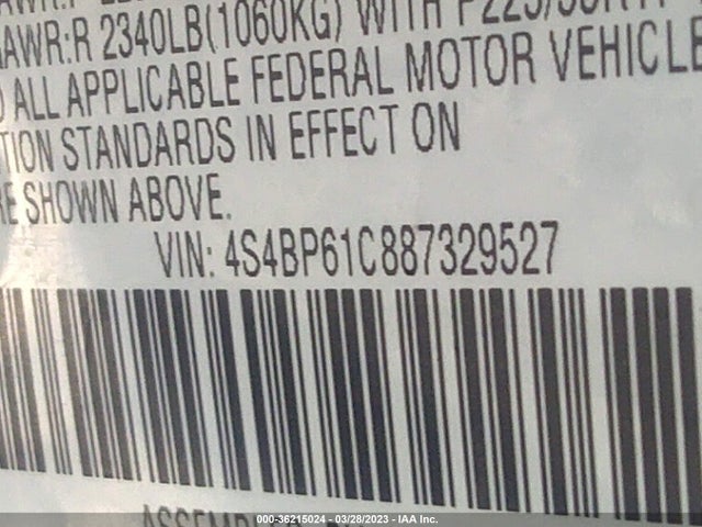 2008 SUBARU OUTBACK I/LL BEAN W/NAV VIN: 4S4BP61C887329527