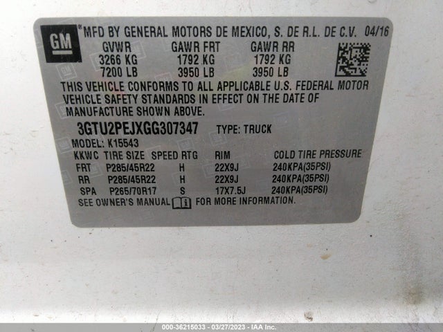GMC Sierra 1500 Denali 2016 3GTU2PEJXGG307347 Image 9