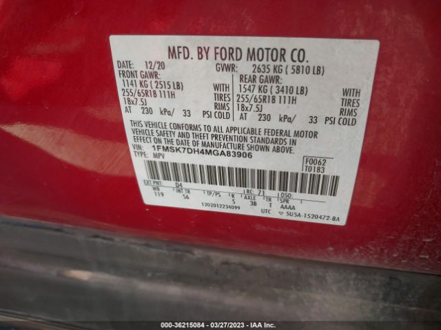 1FMSK7DH4MGA83906 Ford EXPLORER XLT