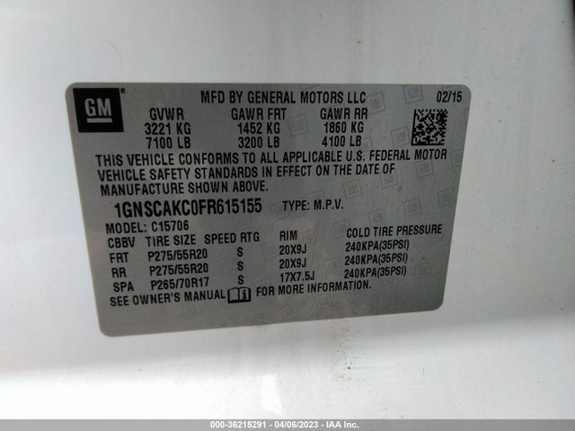 Chevrolet Tahoe Ls 2015 1GNSCAKC0FR615155 Image 9