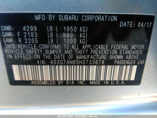 4S3GTAN65H3733678 Subaru Impreza Limited