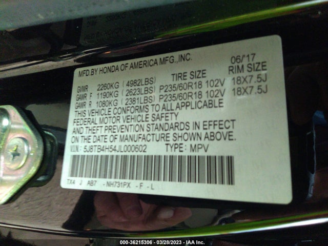 Acura Rdx W 2018 5J8TB4H54JL000602 Image 9