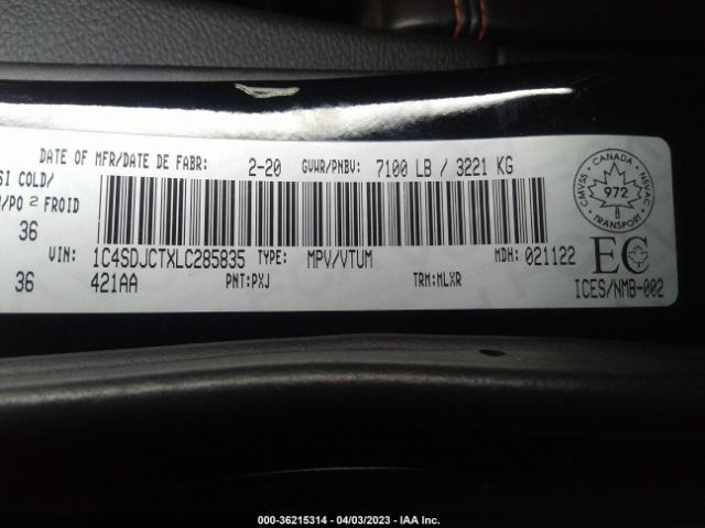 1C4SDJCTXLC285835 Dodge Durango R/t