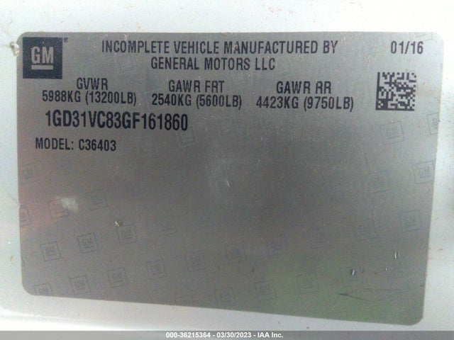 2016 GMC Sierra 3500HD, VIN: 1GD31VC83GF161860