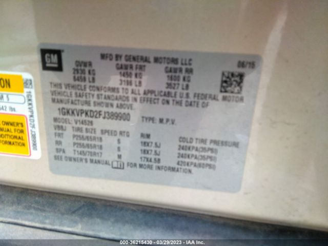1GKKVPKD2FJ389900 GMC ACADIA SLE