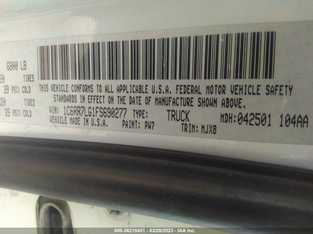 RAM 1500 Big Horn 2015 1C6RR7LG1FS690277 Image 8