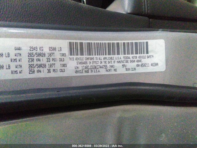 1C4RDJDG9KC744755 Dodge Durango Gt Plus