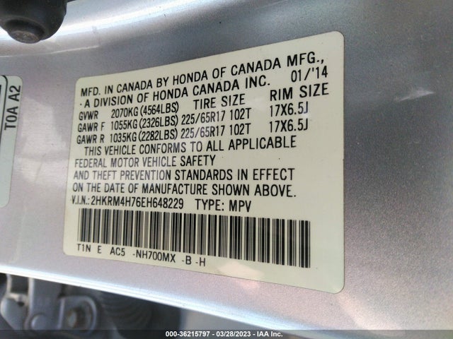 Honda Cr-v Ex-l 2014 2HKRM4H76EH648229 Image 9