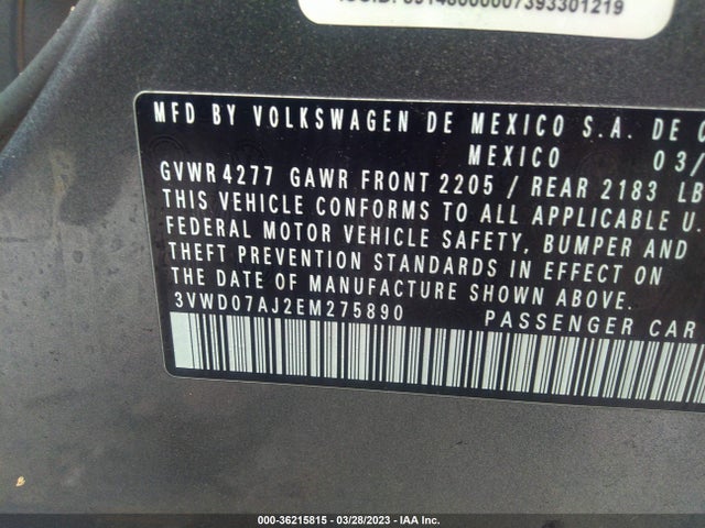 3VWD07AJ2EM275890 Volkswagen Jetta Sedan Se W/connectivity/sunroof