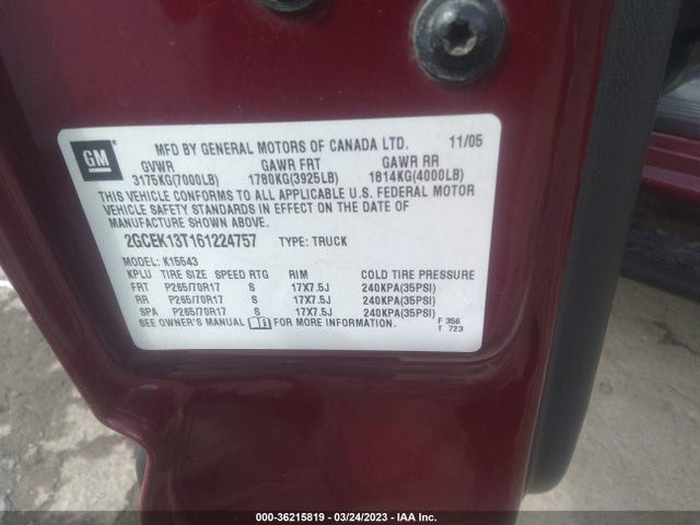 2006 CHEVROLET SILVERADO 1500 LT1 VIN: 2GCEK13T161224757