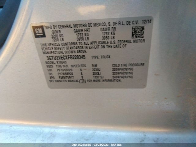 3GTU2VECXFG228345 GMC Sierra 1500 Slt