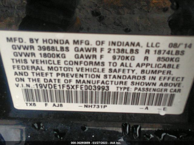 19VDE1F5XFE003993 Acura Ilx Premium Pkg