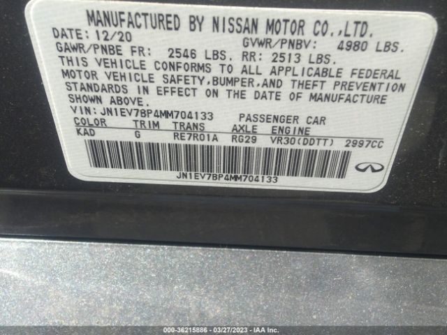 JN1EV7BP4MM704133 Infiniti Q50 3.0t Luxe