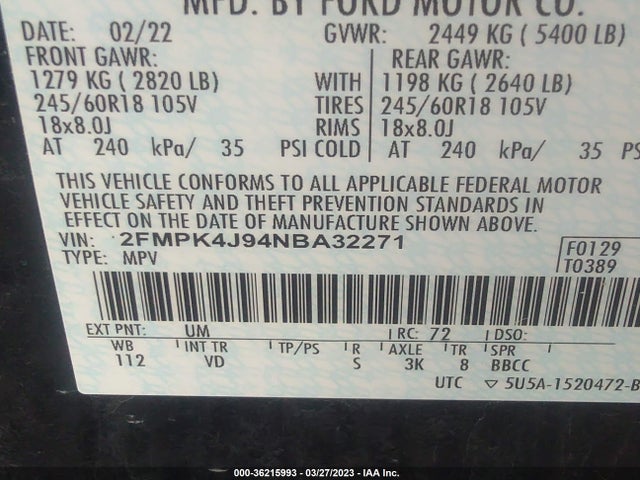 Ford Edge Sel/st-line 2022 2FMPK4J94NBA32271 Image 9