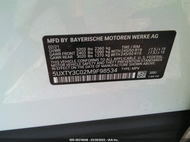 5UXTY3C02M9F98534 BMW X3 Sdrive30i