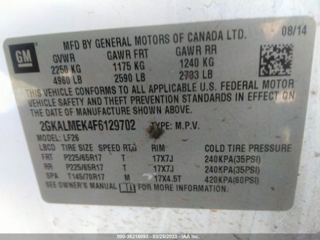 2GKALMEK4F6129702 GMC Terrain Sle