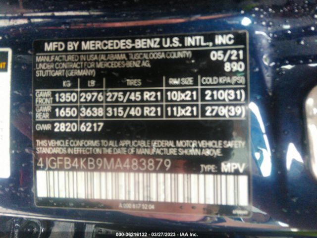 4JGFB4KB9MA483879 Mercedes-Benz Gle Gle 350
