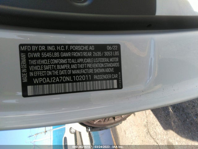 2022 Porsche Panamera, VIN: WP0AJ2A70NL102011
