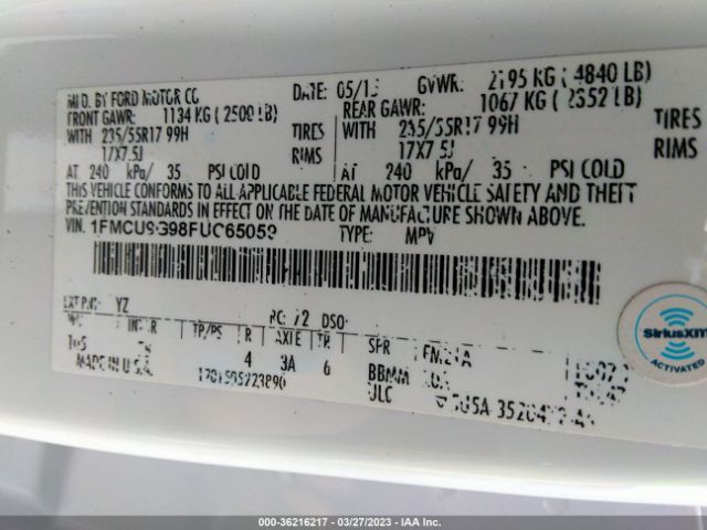 1FMCU9G98FUC65059 Ford ESCAPE SE