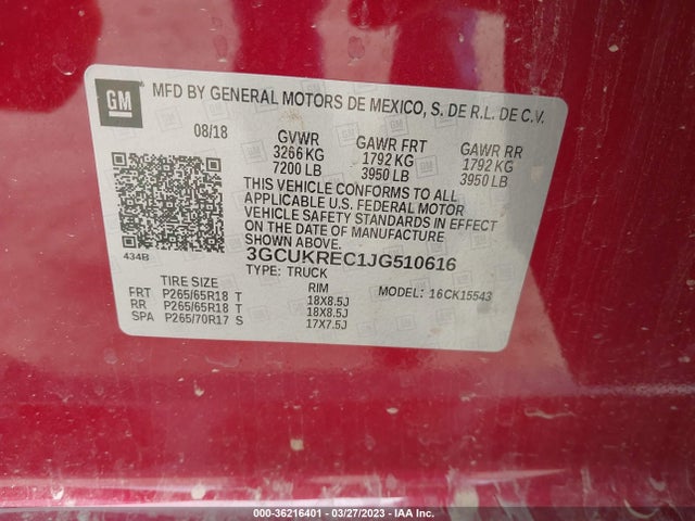Chevrolet Silverado 1500 Lt 2018 3GCUKREC1JG510616 Image 10