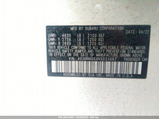 4S3BWAB6XN3021667 Subaru LEGACY
