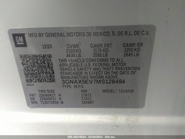 Chevrolet EQUINOX LS 2021 3GNAX5EV7MS128484 Image 9