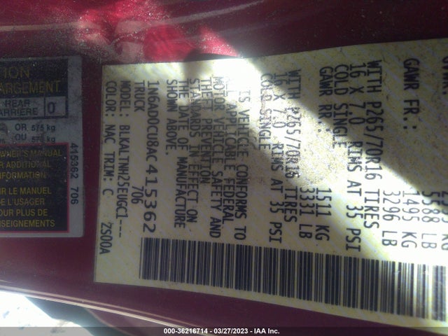 2010 NISSAN FRONTIER SE VIN: 1N6AD0CU8AC415362