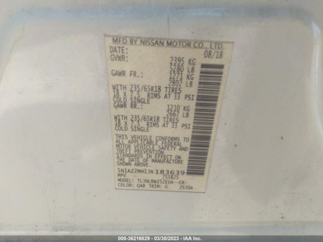 5N1AZ2MH1JN183639 Nissan MURANO SL