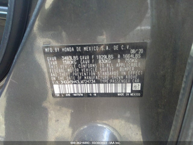 Honda FIT LX 2020 3HGGK5H43LM724734 Image 9