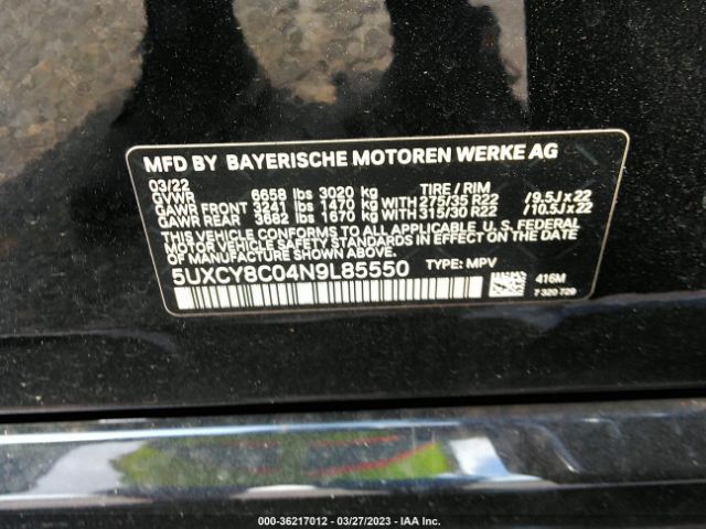 5UXCY8C04N9L85550 BMW X6 M50i