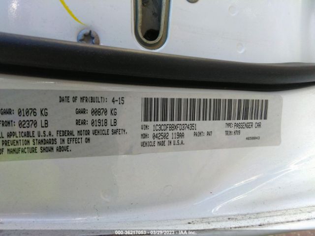 1C3CDFBBXFD374351 Dodge DART SXT