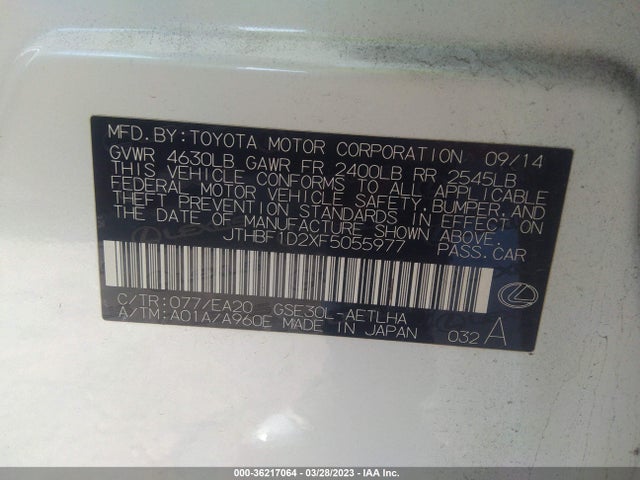 Lexus IS 250 2015 JTHBF1D2XF5055977 Image 11