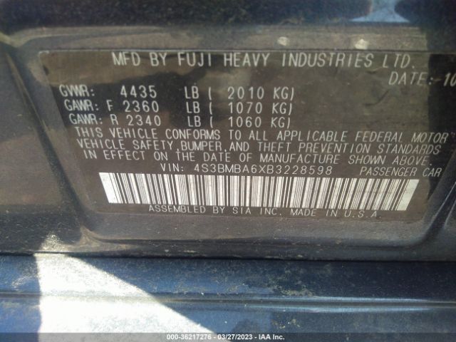 4S3BMBA6XB3228598 Subaru Legacy 2.5i