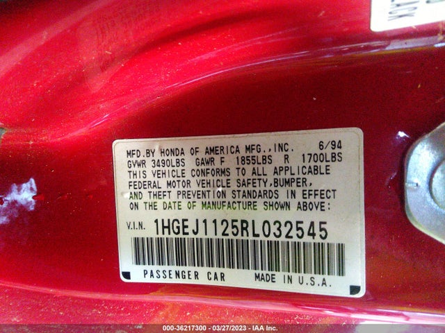 Honda CIVIC EX 1994 1HGEJ1125RL032545 Image 10