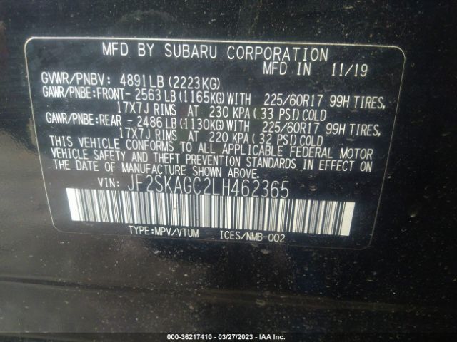 JF2SKAGC2LH462365 Subaru Forester Premium