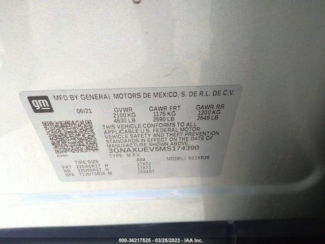 Chevrolet EQUINOX LT 2021 3GNAXUEV5MS174390 Image 9