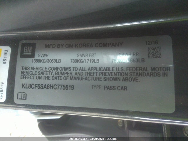 Chevrolet Spark Lt 2017 KL8CF6SA6HC775619 Image 9