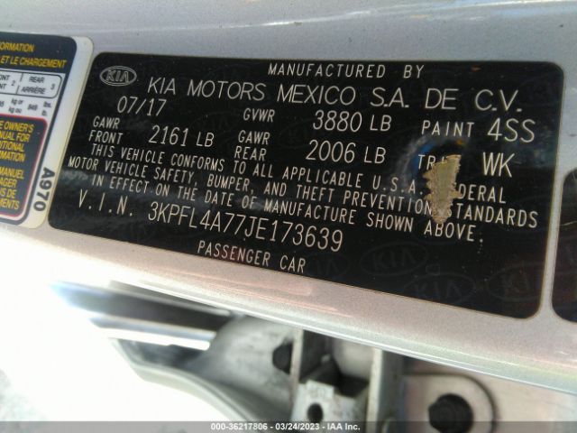 3KPFL4A77JE173639 KIA FORTE LX