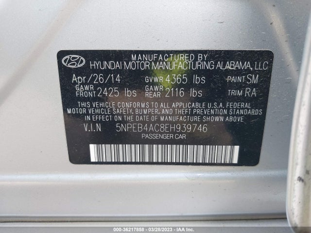 Hyundai SONATA GLS 2014 5NPEB4AC8EH939746 Image 9