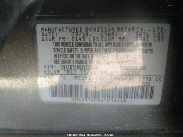 3N1AB7AP8JY293515 Nissan SENTRA S