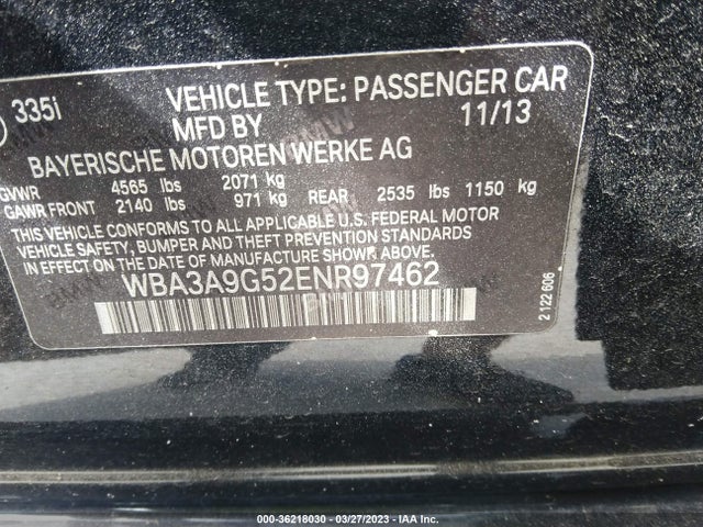 BMW 3 Series 335i 2014 WBA3A9G52ENR97462 Image 9