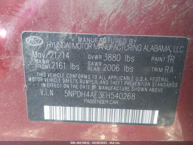 Hyundai ELANTRA SE 2014 5NPDH4AE3EH540268 Image 10