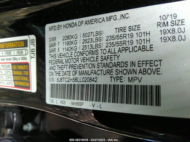 2020 Acura RDX, VIN: 5J8TC2H58LL020842