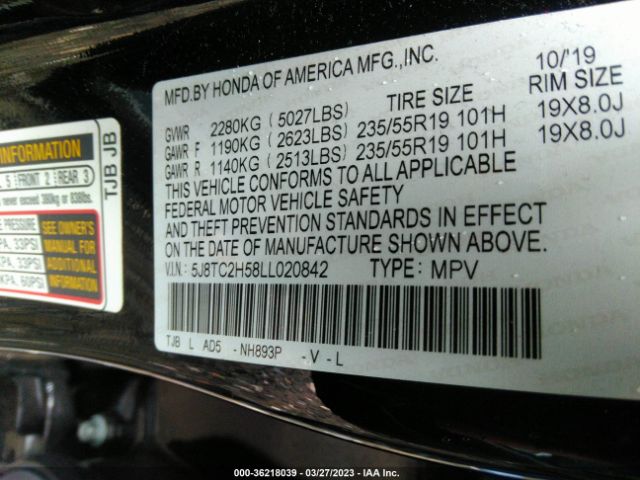 5J8TC2H58LL020842 Acura Rdx W/technology Pkg