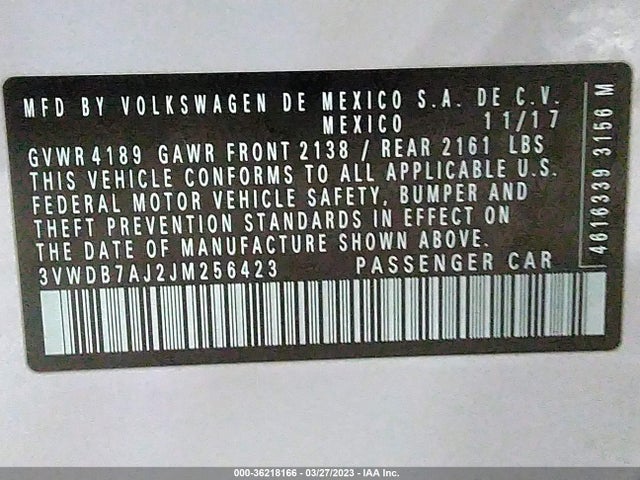3VWDB7AJ2JM256423 Volkswagen Jetta 1.4t
