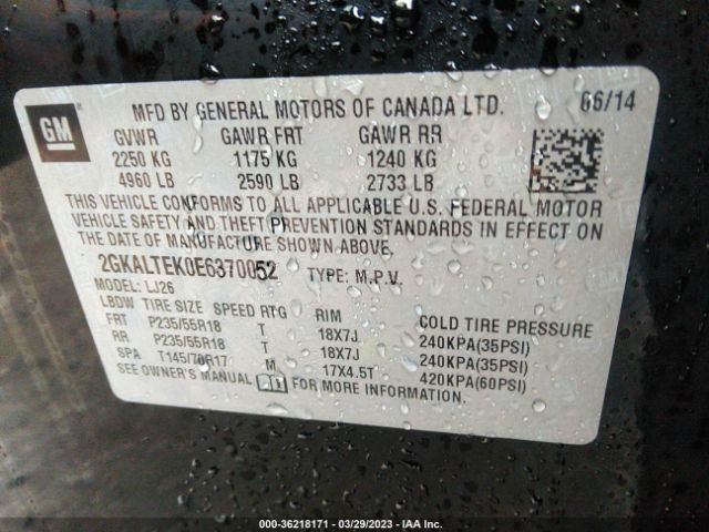 2GKALTEK0E6370052 GMC Terrain Slt