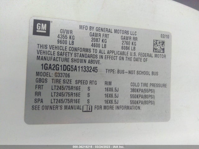 Chevrolet Express Passenger Lt 2010 1GA2G1DG5A1133245 Image 10