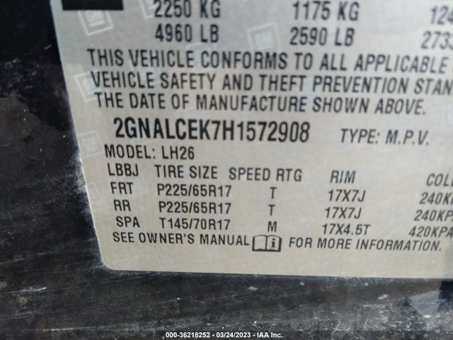 Chevrolet EQUINOX LT 2017 2GNALCEK7H1572908 Image 10