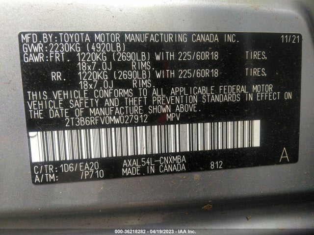 Toyota RAV4 HYBRID 2021 2T3B6RFV0MW027912 Image 9